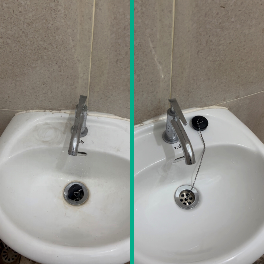 Before After Oxalic Acid Bathroom 2
