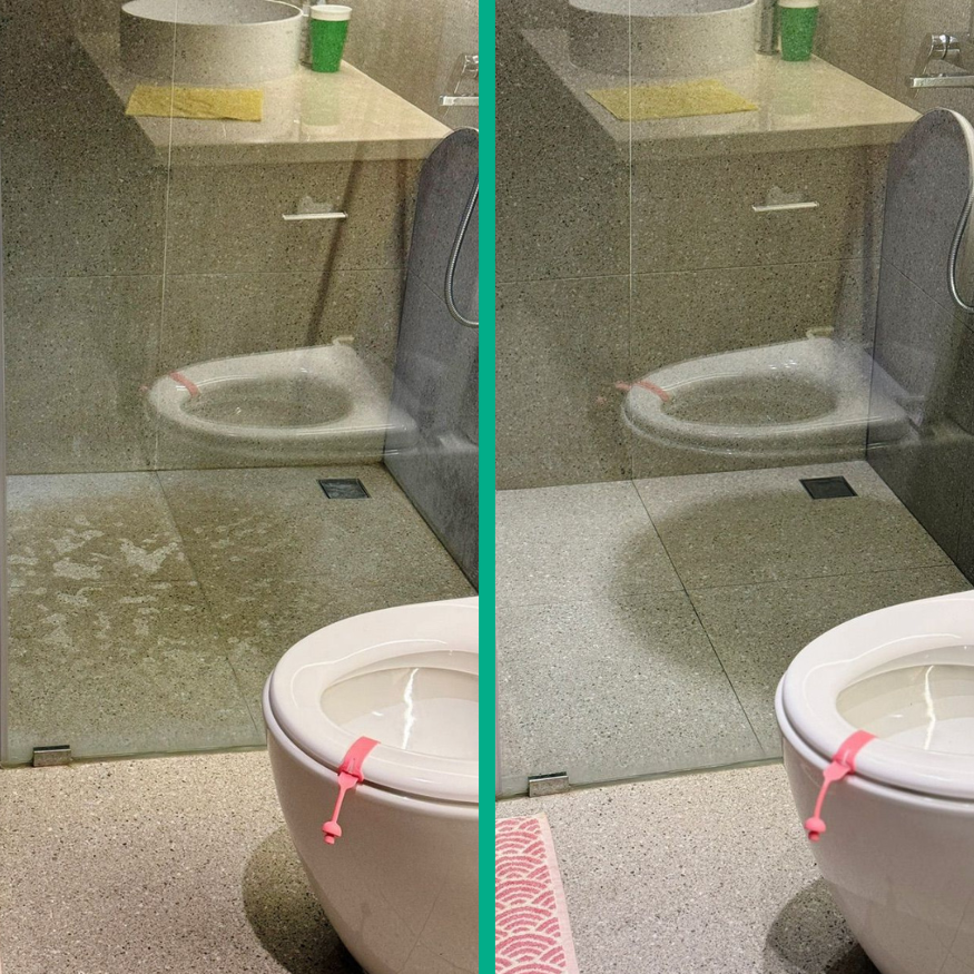 Before After Oxalic Acid Bathroom
